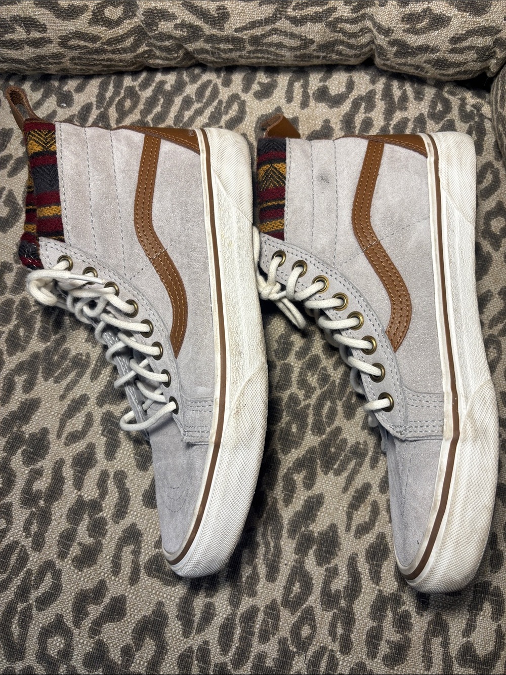 Vans sk8 MTE Scotchbrite light grey suede high top sneaker Aztec fabric accent - Picture 7 of 14
